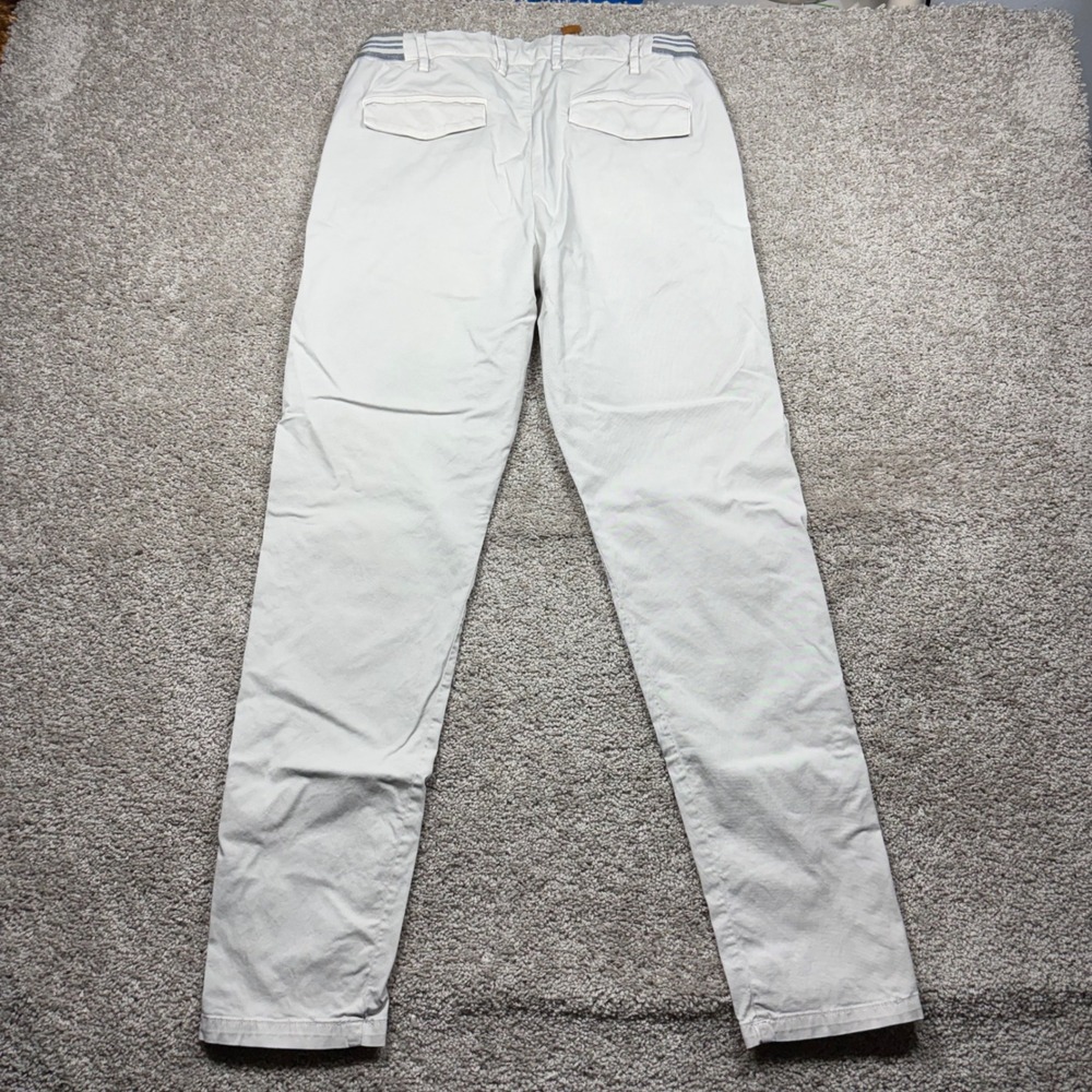 Eleventy Italy Mens Pleated Chino Trousers Drawstring Beige Slim Fit 32x32